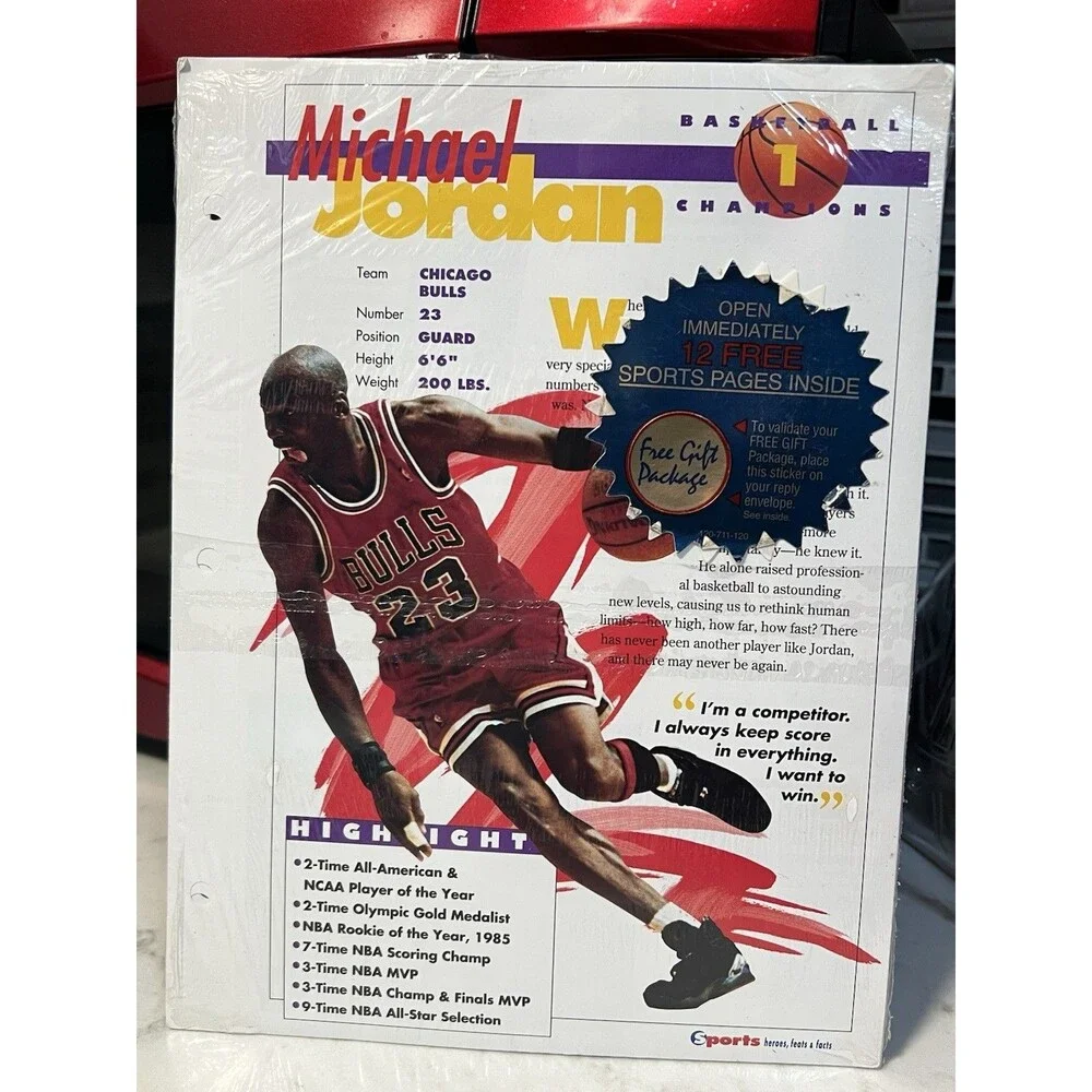 Sports Heroes Michael Jordan Joe Montana 12 Page Set New Sealed Vintage NBA NFL